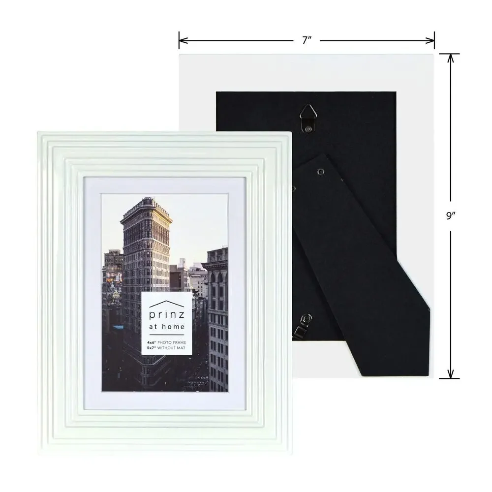 PRINZ‎ Midtown High Gloss 4 x 6 Molded Modern Picture Frame Modern , White 4x6